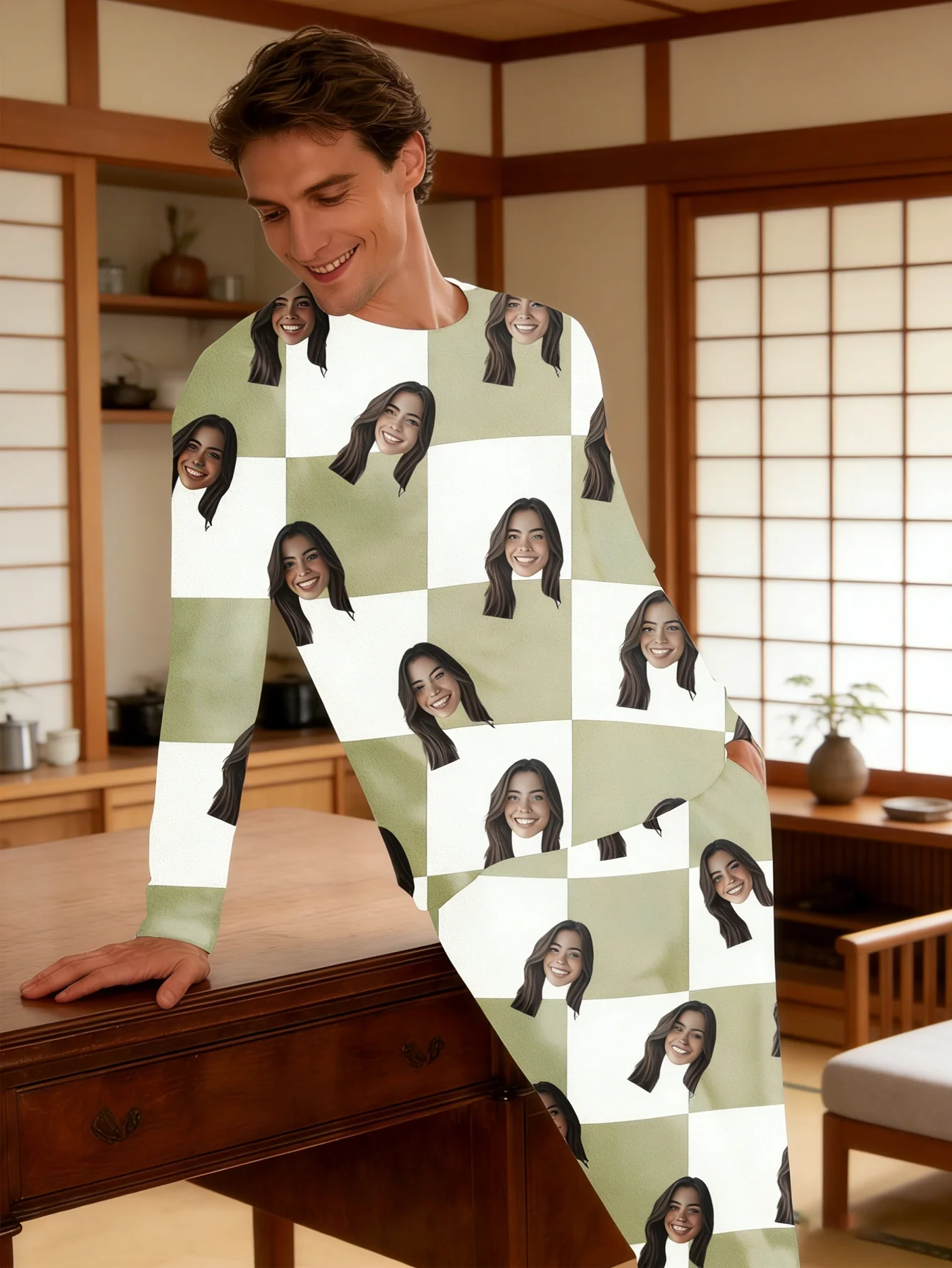 Personalized facial pajama set, customized photo pajama set, customized family matching pajama, bachelor party or birthday gift