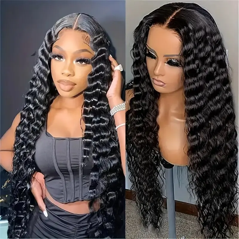 Rosabeauty 13x4 HD Lace Front Human Hair Wig 13X6 Deep Wave 5X5 Preplucked Glueless Ready To Go Curly Wig 250% Density 40 Inch