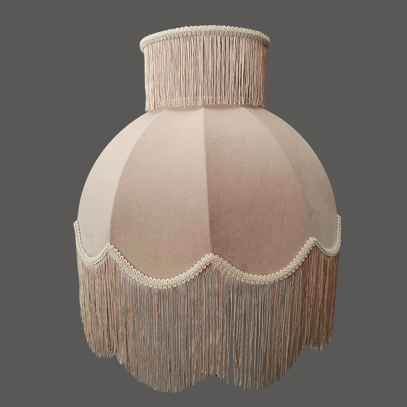 

French European champagne velvet modern handmade fabric fringed lace lampshade table lamp new lampshade