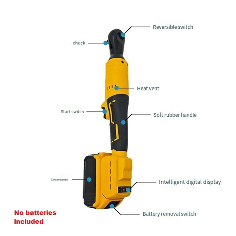 Brushless Electric Ratchet Wrench 1/2Inch Cordless Driver Removal Screw Nut Repair Power Tools For Dewalt 18V Battery