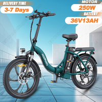 HillMiles MilePort 1 Electric Bike 250W PEAK 750W Motor 36V13AH Battery City Electric Bicycle 20*3.0 inch All terrain Tire EBike
