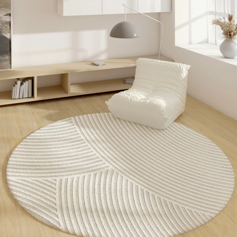 Tapis minimaliste moderne pour salon, décor de chambre rond, peluche lea Light, luxe, salon, polymères de sol, moelleux, doux, épais