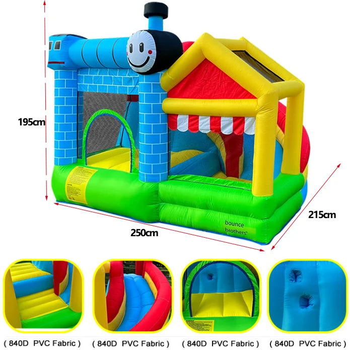 Garden Home Playground for Children Compact Bouncy Castle for Family Fun Mini Train Castle Inflatable Slide for Kids