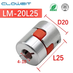 Cloweit D20L25 Spider Flexible Motor Coupler Aluminium Flexible Jaw Coupling 5x8mm 3mm 4mm 5mm 6mm 6.35mm 7mm 10mm