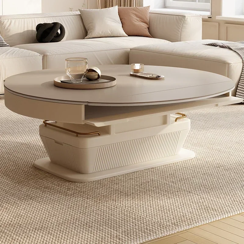 Customizable Lifting rock slab coffee table dining table integrated dual-purpose living room household small apartment square in