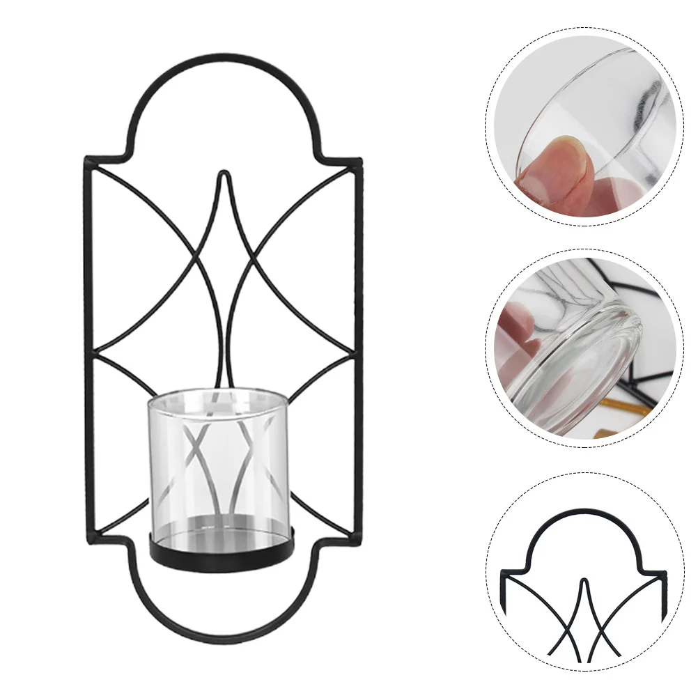 

1pc Wall Mount Holder Iron Hollow Out Design Rust Resistant Home Decor Art Candlestick Retro Wrought Iron Luxury