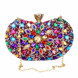 DG PEAFOWL-Bolso de mano de Metal para mujer, cartera multicolor de cristal para fiesta de noche, boda, graduación, novia