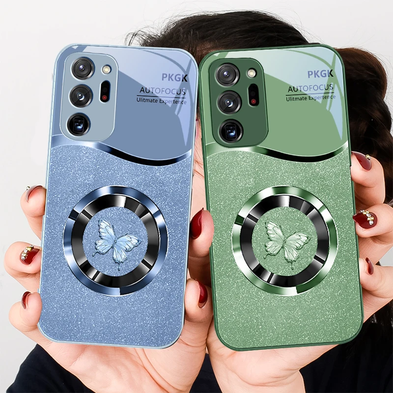 

Circular metal butterfly For Samsung A01 02 03 Core 04 05 06 10 12 13 14 5G 15 16 M02 12 Note 8 9 10 20 glass Ultra phone case