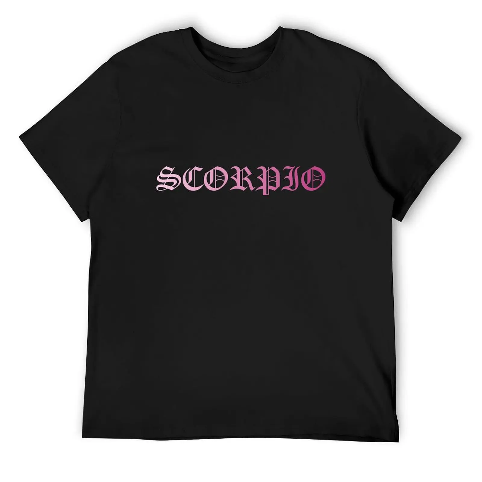 

Scorpio Old English font pink T-Shirt oversized graphic t shirts custom t shirt mens t shirts