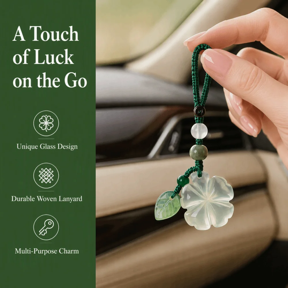 Icy Clear Four Leaf Clover Keychain Cute Transparent Phone Charm Durable Exquisite Car Hanging Ornament Car Keys