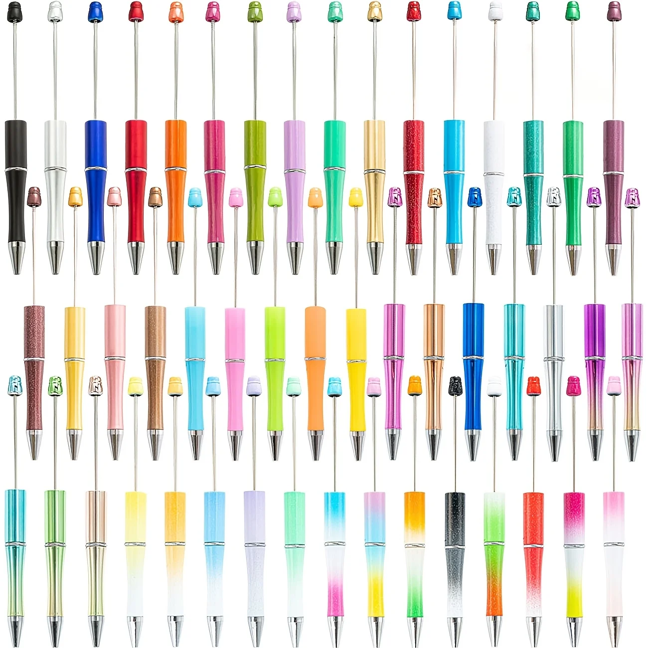

10Pcs random colorful beadable round ballpoint pen focus jewelry, suitable for DIY creative crafts