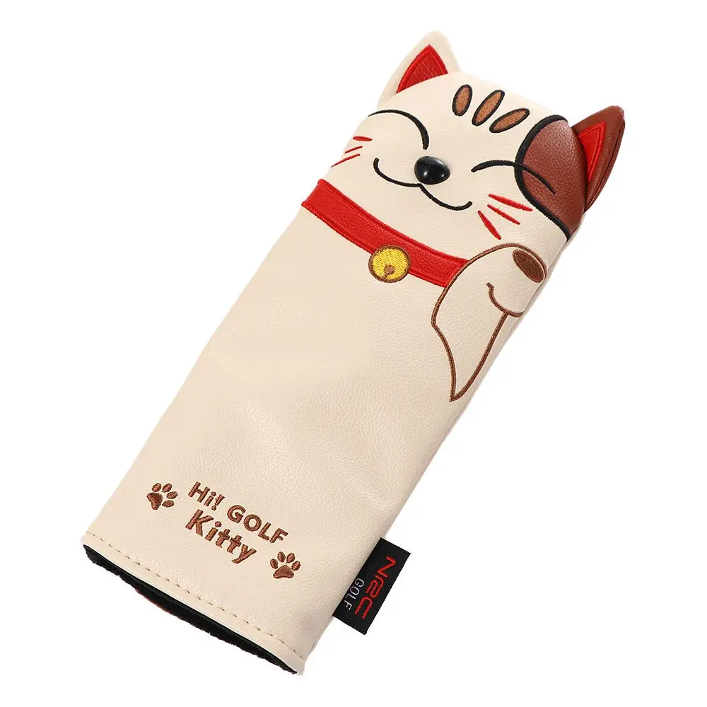 

Leather Magnetic Closure Cute Kitty Hybrid Wood Head Cover Blade Mallet Putter Golf Club Headcovers Golf Putter Cover Lucky Cat