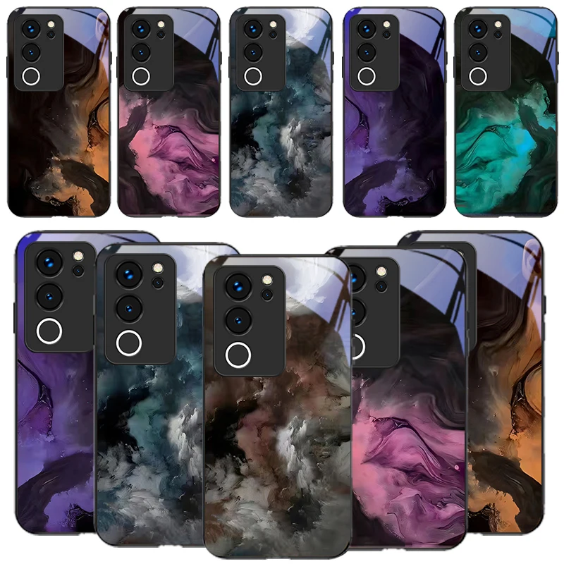 Чехол для телефона из черного стекла The Silence of Burning For vivo V30 V29 V23 V25 V40 SE V21 V25E V23e X100 X70 X90 Pro+ X80 X200Pro mini