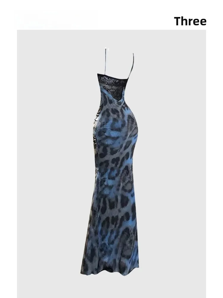 Rok Panjang Wanita HEZA Advanced Plus Size Motif Leopard dengan Renda, Model Lilit Seksi, Cocok untuk Kerja, Slim Fit