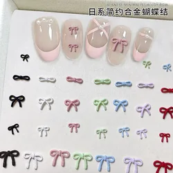 20PCS Simple Macaron Mini Ribbon Bow Colorful Spray Painted Bowknot Alloy Nail Art Rhinestones Decorations Manicure Ornaments