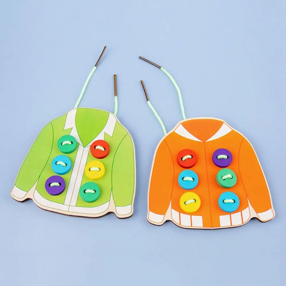 Montessori Children Threading Rope Board Clothing Wooden Toddler Dressing Learning Toys Colorful Creative Early Educational Toys