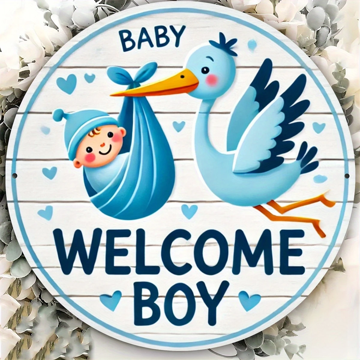 8in Wooden Round Disc Welcome Wall Hanging Newborn Boys Girls Baby Room Baptism Kindergarten Pregnant Women Wall Decoration