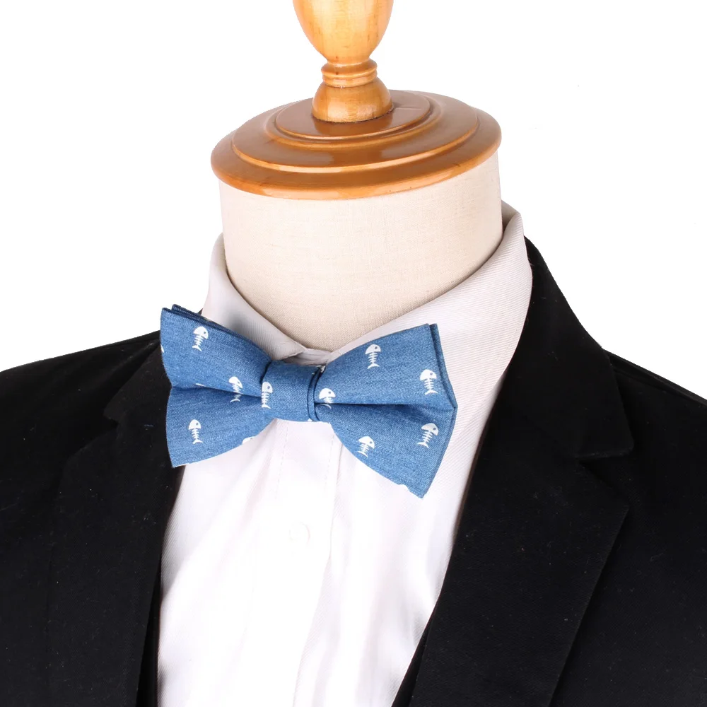 Muszka bawełniana dla pana młodego moda Denim muszka dla mężczyzn kobiety Bow knot dorosły ślub muszki Cravats niebieski Groomsmen Bowtie