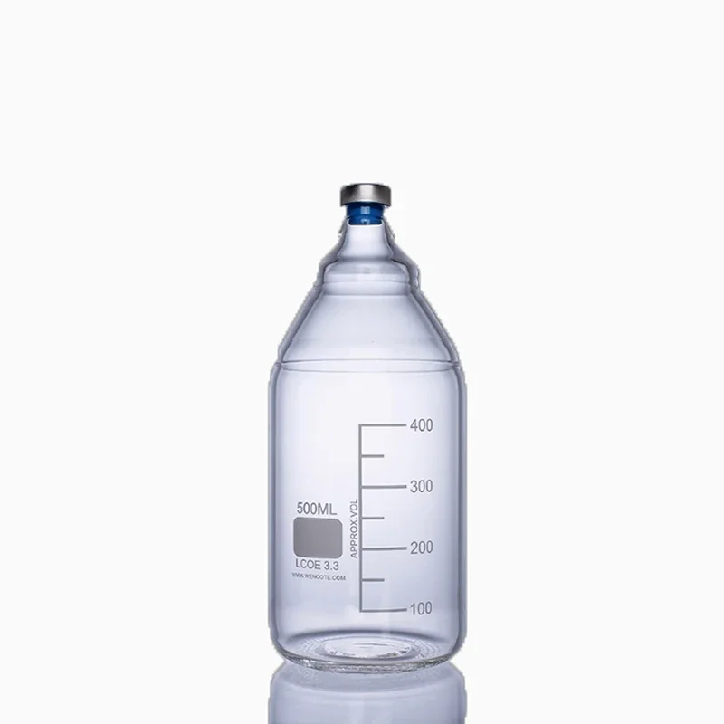 嫌気性ボトル-高ホウケイ酸ガラス-防爆底-ブチルゴム栓-ヘッドスペースボトル-発酵ボトル