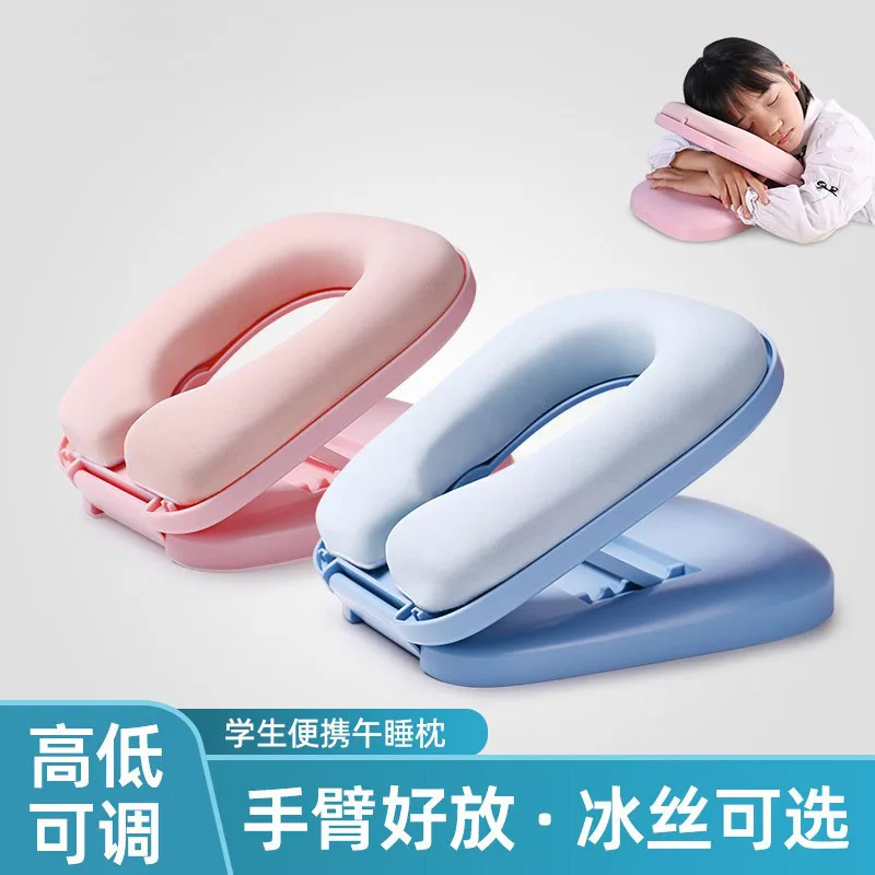 Students lunch break sleeping artifact classroom table lying pillow throw pillow