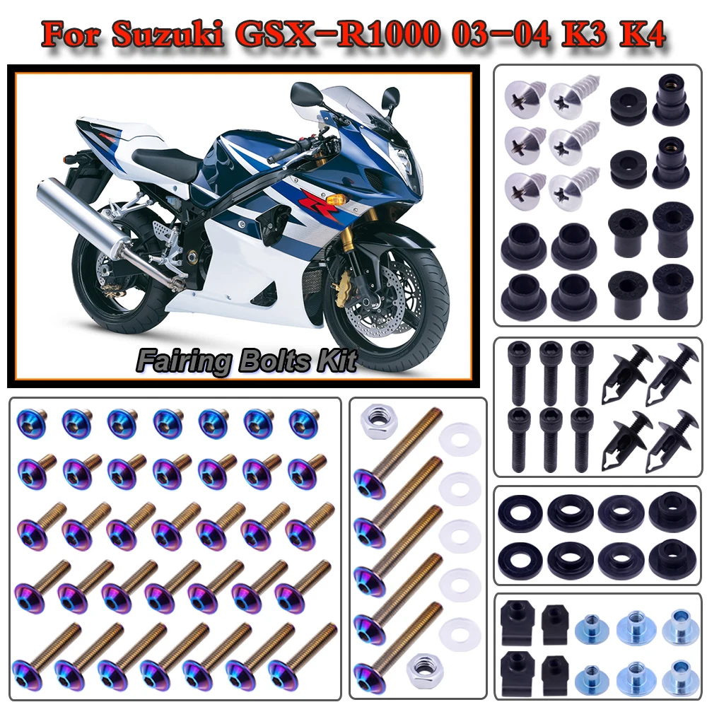 

For Suzuki GSX-R1000 2003-2004 K3 K4 Motorcycle Stainless Complete Bodywork Fairing Bolt Kit Screws Clip