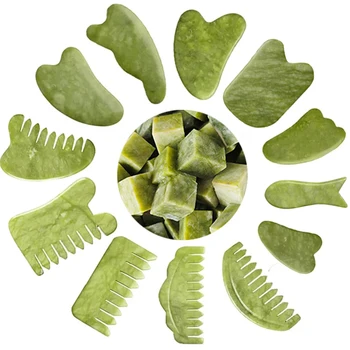 Natürliche Jade Stein Gua Sha Bord SPA Akupunktur Gouache Schaber Massage Haut Schönheit Gesichts Lifting Pflege Schaben Massage Werkzeuge