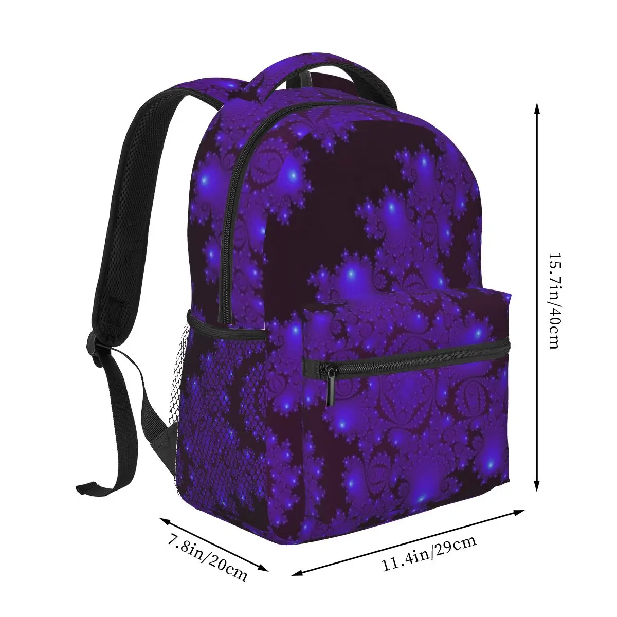 Blue And Black Spiral Fractal Patterns Backpacks Boys Girls Bookbag Students School Bags Cartoon Laptop Rucksack Shoulder Bag