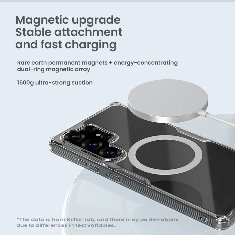 Etui magnetyczne Nillkin do Samsung Galaxy S25 Ultra S25 Plus S24 Ultra 5G, naturalne TPU, kompatybilne z ładowaniem bezprzewodowym, ramka ochronna na tył. — zdjęcie produktu 4