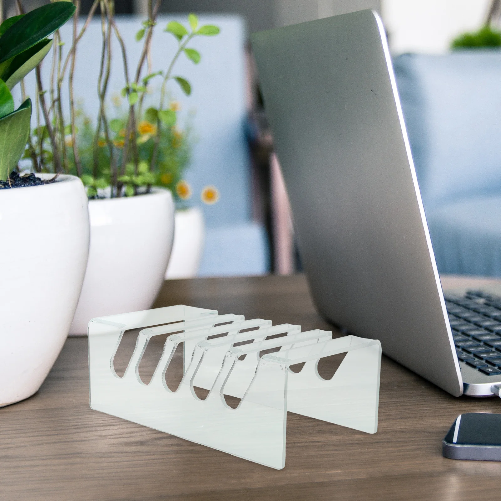 Acrylic Cell Phone Holder Desk Transparent Display Stand Desktop Organizer Box Office Meeting Room Mobile Phone Display