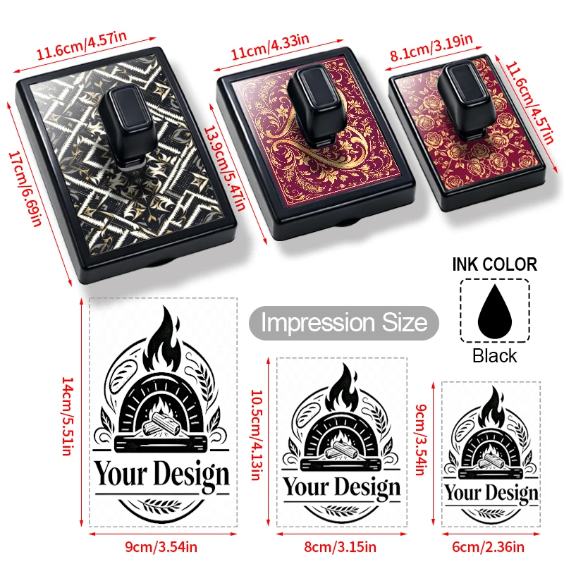 Custom-made Oversize Business Brand Self Inking Stamp logo Pattern for Handmade Festival Paper Stamping Craft