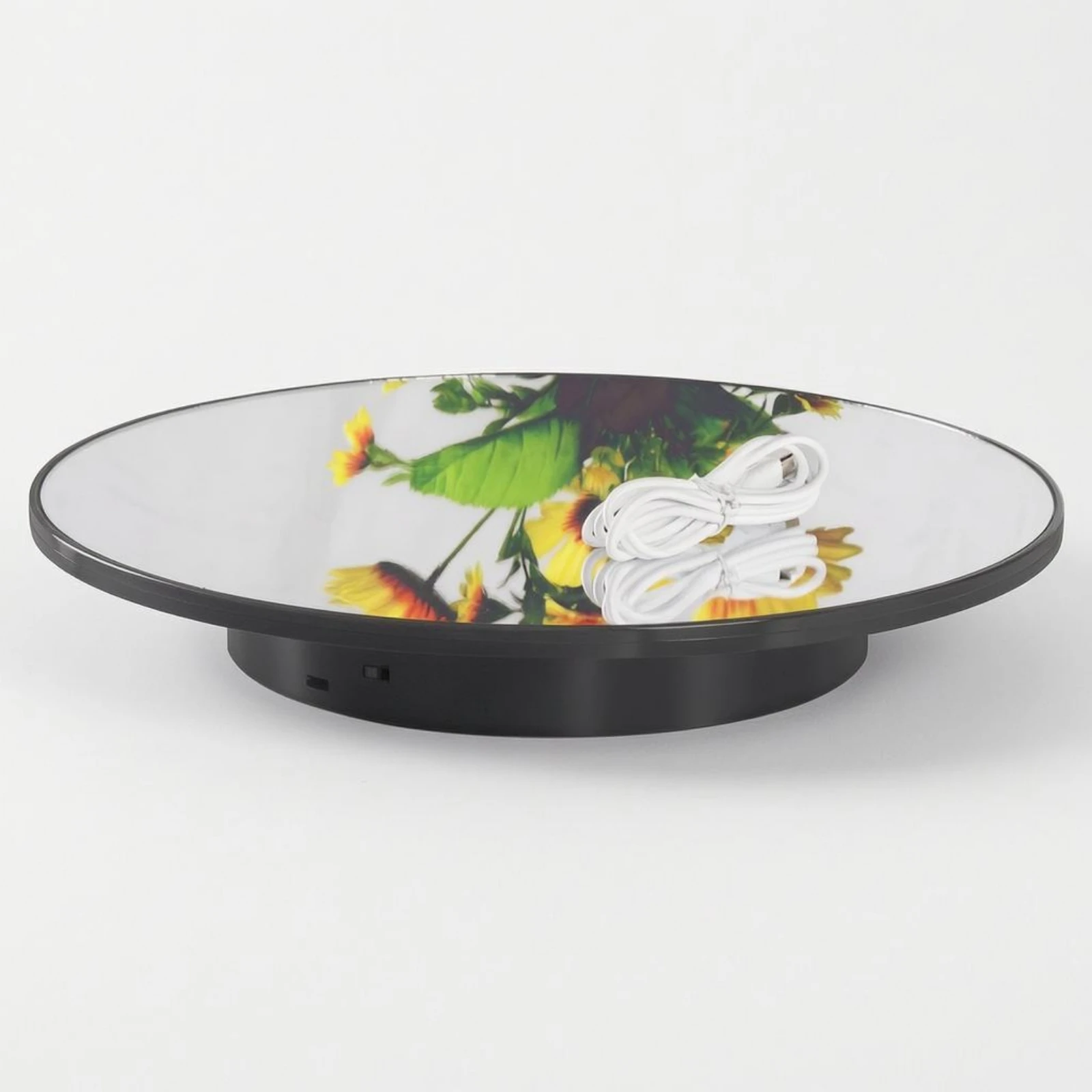Electric Rotating Display Stand Mirrored Top Rotating Display Turntable Mirror Turntable ABS Body Photo Gear Wireless Use