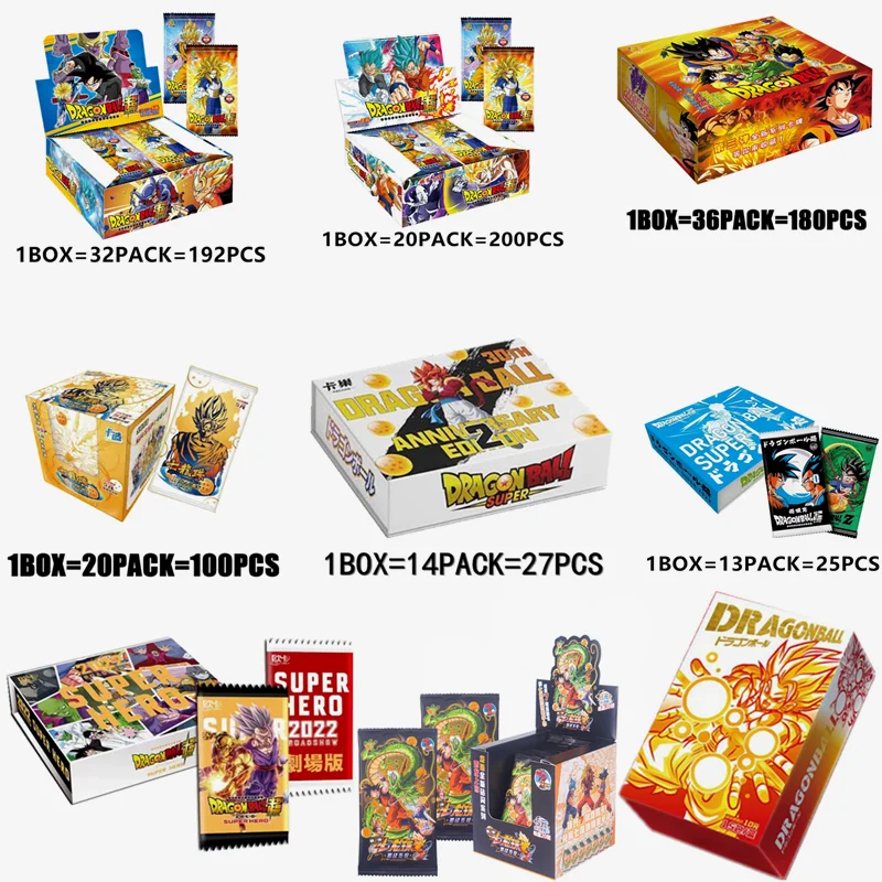 Caja de tarjetas de Anime Dragon Ball, caja de tarjetas de refuerzo, juego de cartas comerciales, Super Saiyan, Son Goku, colección de personajes de Anime, juguete