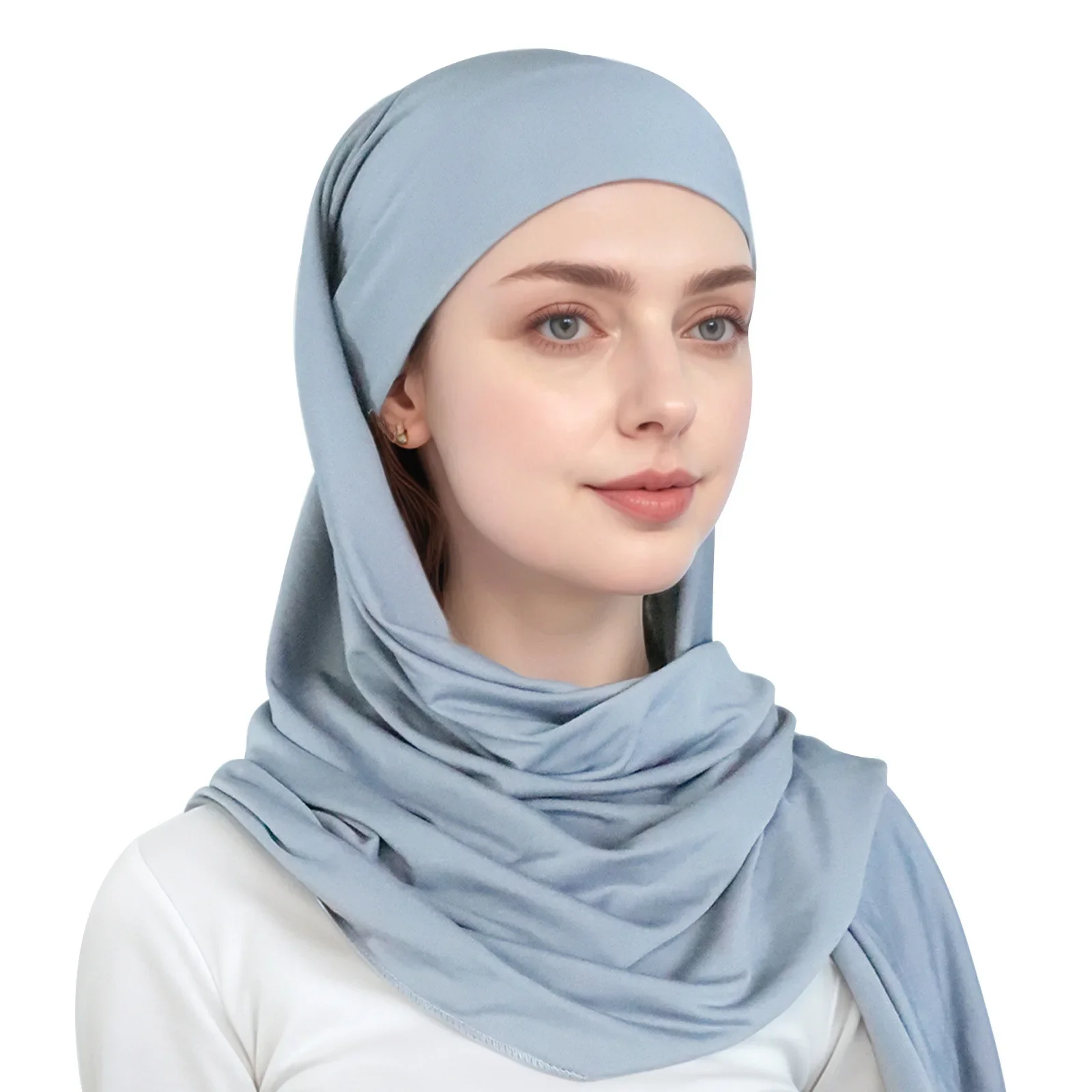 

Женский тюрбан, трикотаж, хиджаб, легкий мягкий мгновенный хиджаб, шали и накидки, мусульманский эластичный платок, готовая к ношению шаль Mujer