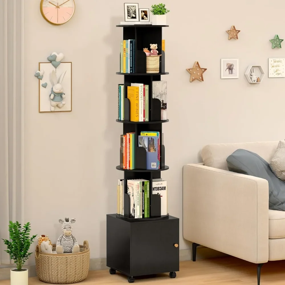 

Storage Shelf Rotating Bookshelf Bookcase 360 Display Bookshelf Floor Standing Bookcase Storage Rack Tower Living Room Book Home