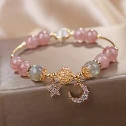Unique Fashion Firecracker Crystal Beaded Bracelet Friendship Glass Bracelets For Girls Star Moon Cloud Flower Jewelry
