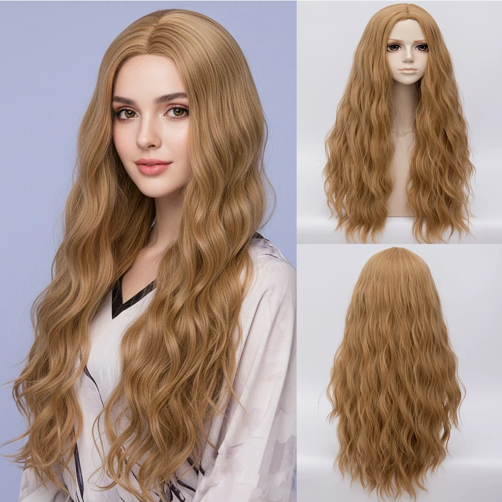 

Синтетический длинный вьющийся светлый парик с челкой для женщин, повседневный косплей, вечерние накладные волосы в стиле Лолиты, термостойкие