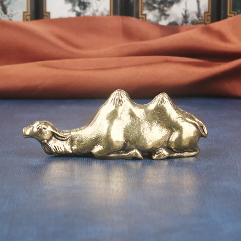 Solid Brass Camel Pen Holder Desktop Ornament Animal Bronze Sculpture Craft Study Paperweight Tea Pet Old Copperware Wholesale