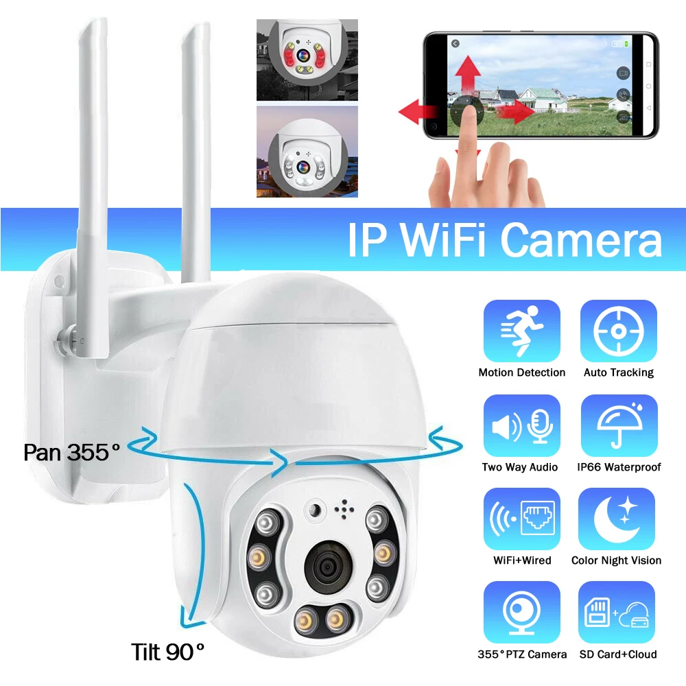 1080P HD WIFI IP Camera Wireless Outdoor Waterproof Security Camera CCTV PTZ IR Network Surveillance P2P Cam