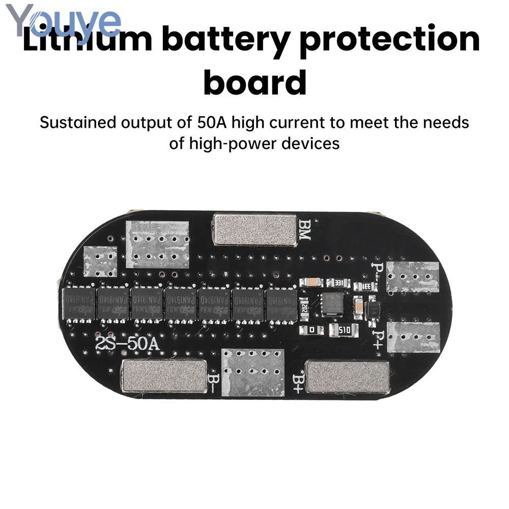 BMS 2S 50A High-current 3.7V  Li-ion Lithium Battery Charger Protection Board With Balance For 21700 Battery Power Tools