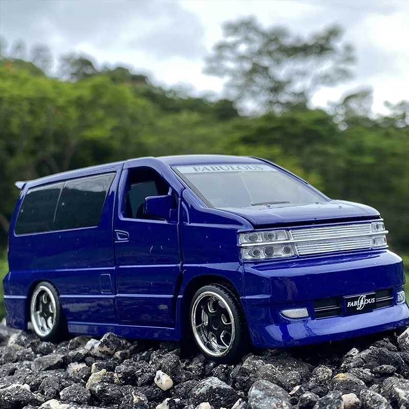 1:32 Nissan Elgrand FABULOUS MPV Alloy Car Model Diecast Metal Vehicle Car Model Simulation Sound Light Collection Kids Toy Gift