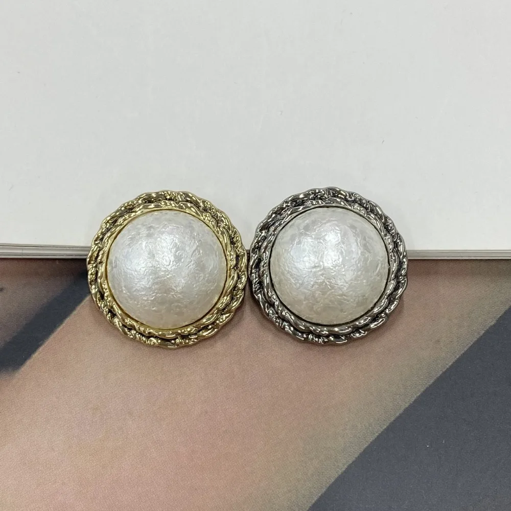 

10pcs 15/22.5mm Vintage Pearl Metal Buttons for Coats/Shirts/Sweaters, Gold/Silver Buttons, Elegant Lace-Inspired Sewing Buttons
