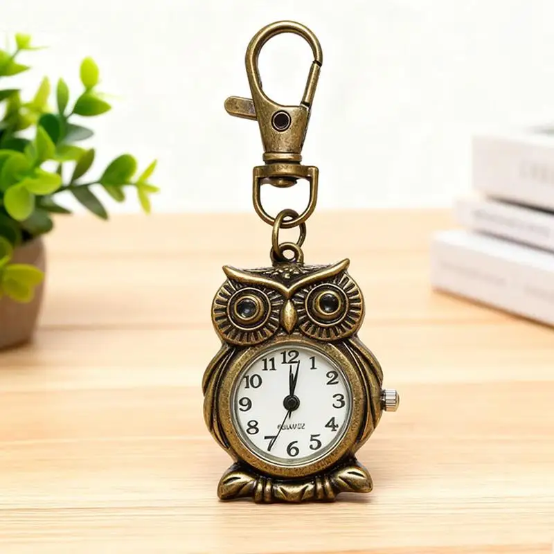 

✰✪1PC Tiny Cute Owl Shaped Pendant Pocket Watch For Kid Men Women Retro Quartz Pocket Clock Gifts Arabic Numerals Dial