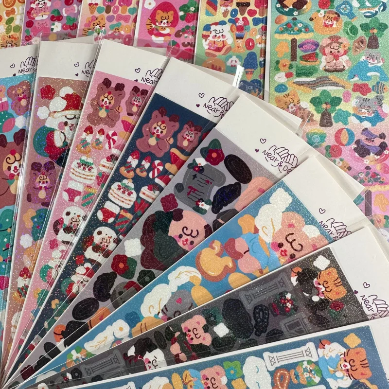 Korean Laser Cute Cartoon Animal Stickers Kids Handbook Notebook Photo Album Card Photo Phone Case DIY Decorative Stickers
