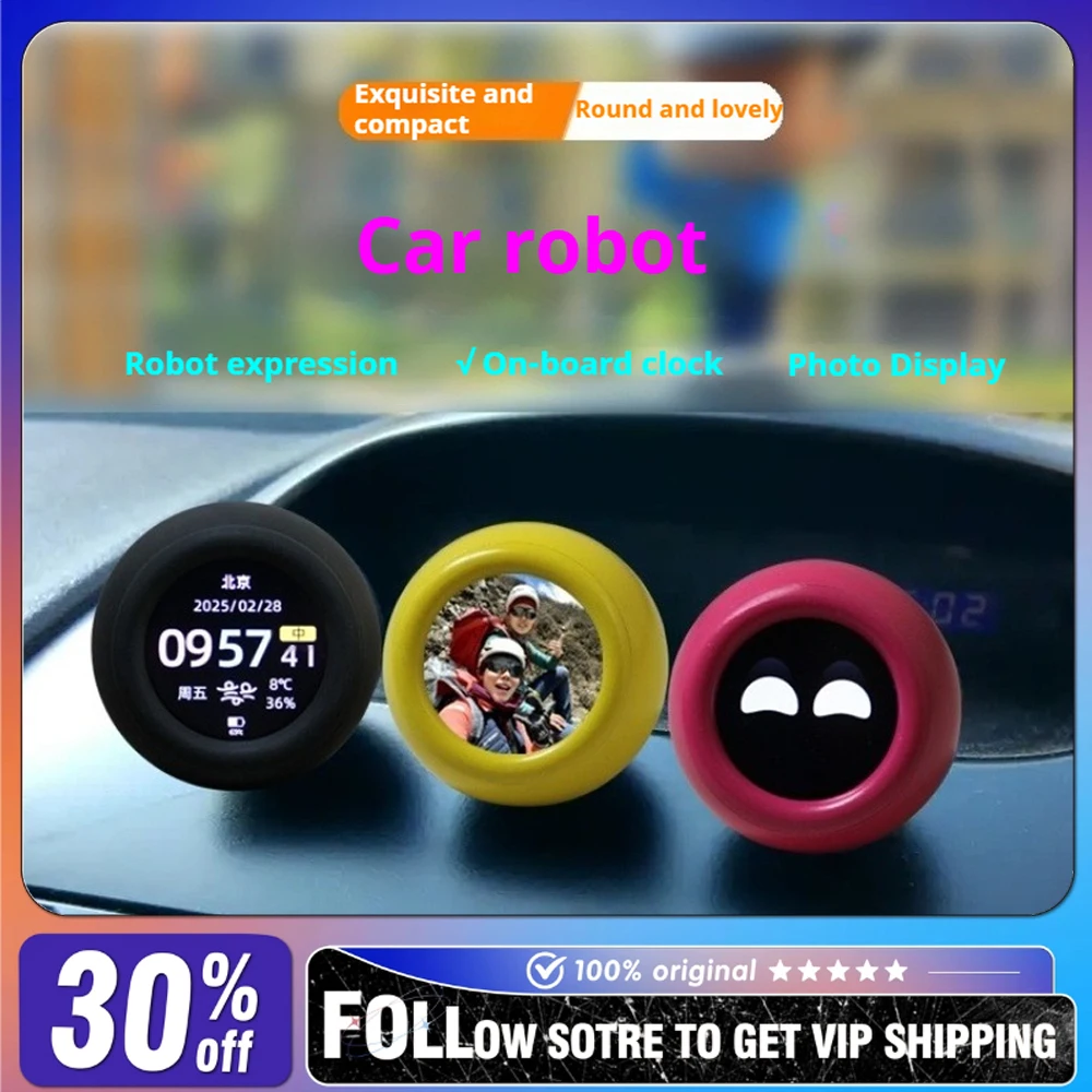 Robot de coche para niños, reloj meteorológico con cable tipo C, pantalla de fotos, exhibición de expresión, adornos creativos, regalos personalizados