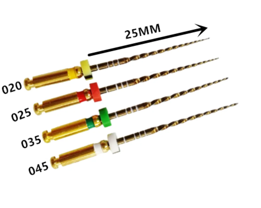 Limas giratorias doradas de onda Dental, tratamiento del Canal radicular Endo, instrumento de odontología, limas de endodoncia reciprocantes