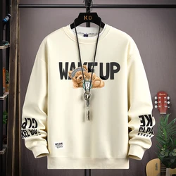 Autumn Men's Sweatshirt Home Casual Clothing Cartoon Bear Sportswear Khaki O Neck Long Sleeved T-shirt Harajuku Men Clothing New