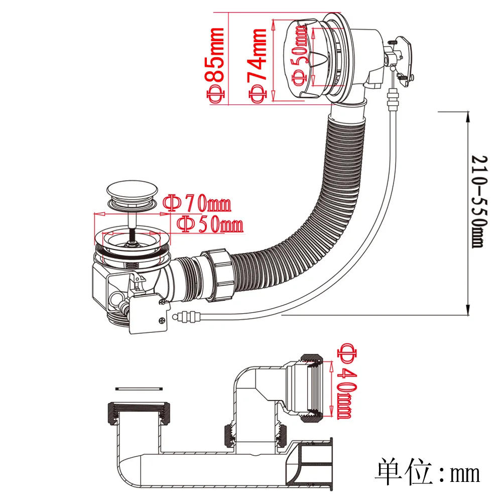 Imagem -04 - Talea-transbordamento Banho Enchimento Conjunto Completo Pop-up Resíduos Z5129c002