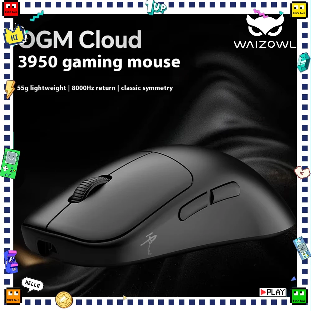 Waizowl OGM Cloud Mouse Three Mode Wireless Mouse Paw3950 8K Polling Rate Gaming Mice Custom Lightweight Mouse PC Accessories