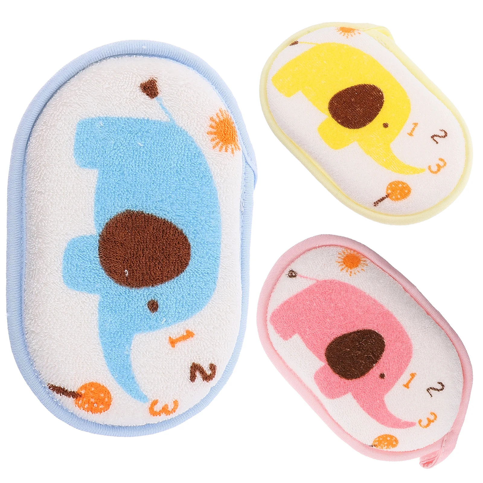 

3 PCS Baby Bath Pad Shower Towel Seat Towels Gloves Loofah Sponge Brush Toddler
