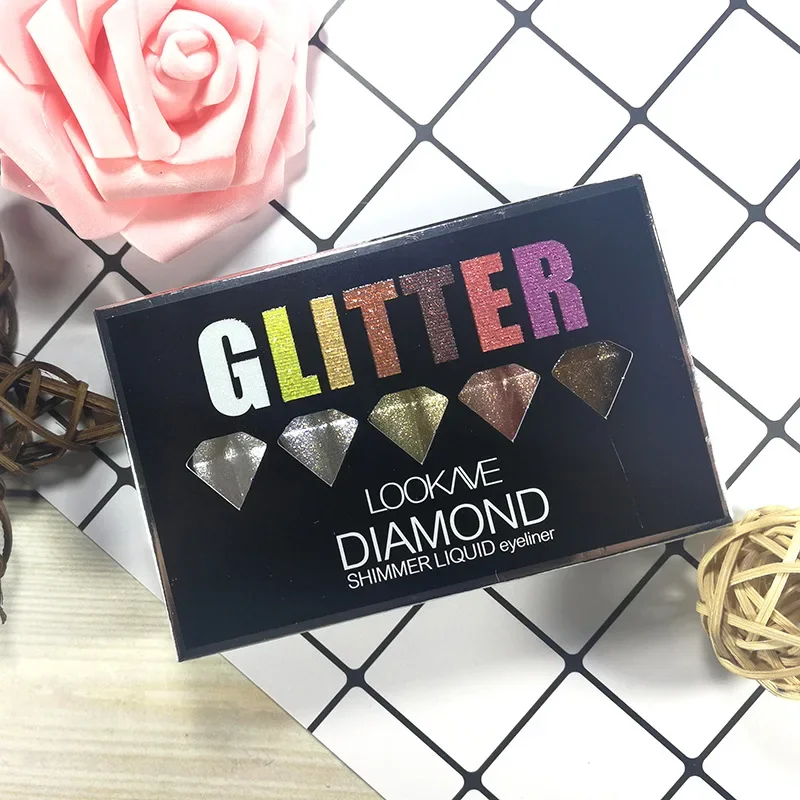 Diamond Shiny Eye Liners Eyeshadow Waterproof Silver Rose Gold Color Glitter paillettes Eyeliner Eye Shadow Makeup Beauty Cosmetics